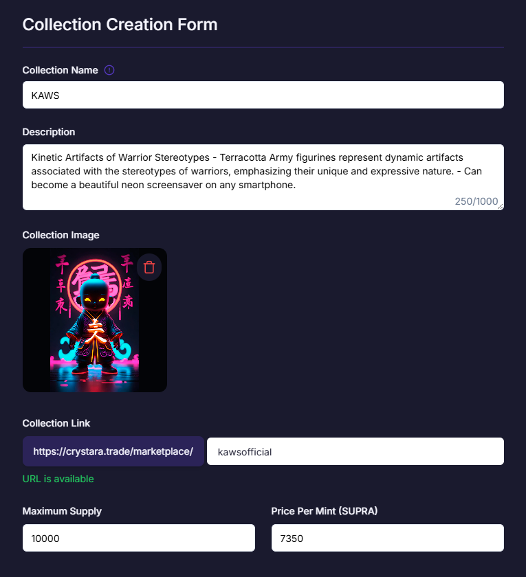Create Collection Interface